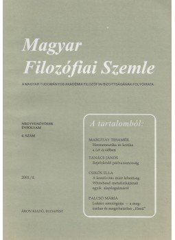 Steiger Kornél - Magyar Filozófiai Szemle 2001/4. Steiger Kornél - Magyar Filozófiai Szemle 2001/4., Budapest 2001 antikvár könyv