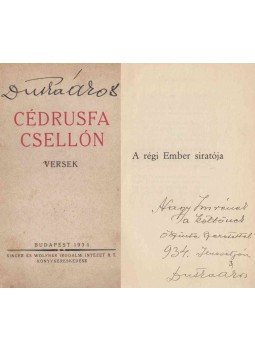Dutka Ákos - Cédrusfa csellón (dedikált), Budapest 1934 antikvár könyv
