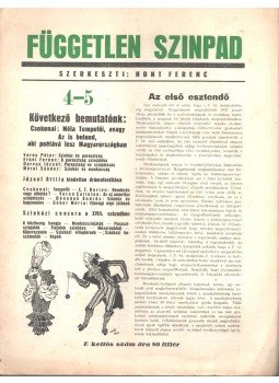 Hont Ferenc - Független szinpad 4-5. szám,  1937 antikvár könyv