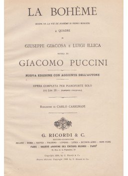 Giuseppe Giacosa, Luigi Illica, Giacomo Puccini - La Bohéme Giuseppe Giacosa, Luigi Illica, Giacomo Puccini - La Bohéme, 1898 antikvár könyv