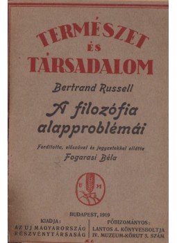 Bertrand Russell - A filozófia alapproblémái, Budapest 1919 antikvár könyv