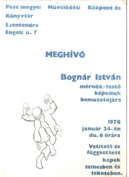  - Meghívó Bognár István mérnök-festő képeinek bemutatójára,  1978 antikvár könyv