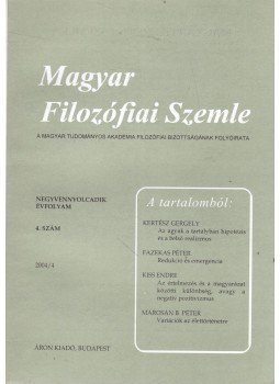 Steiger Kornél - Magyar Filozófiai Szemle 2004/4 Steiger Kornél - Magyar Filozófiai Szemle 2004/4, Budapest 2004 antikvár könyv