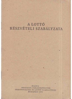  - A lottó részvételi szabályzata, Budapest 1978 antikvár könyv
