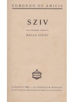 Amicis, Edmondo de - Szív, Budapest 1920 antikvár könyv