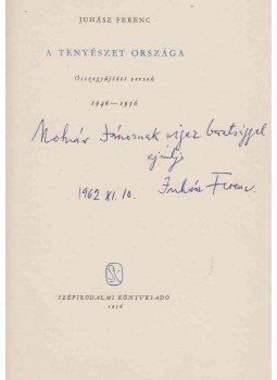 Juhász Ferenc - A tenyészet országa (Dedikált), Budapest 1956 antikvár könyv