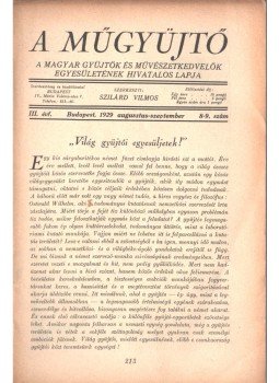 Szilárd Vilmos - A Műgyűjtő 1929/8-9, Budapest 1929 antikvár könyv