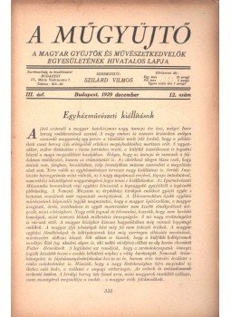 Szilárd Vilmos - A Műgyűjtő 1929/12, Budapest 1929 antikvár könyv