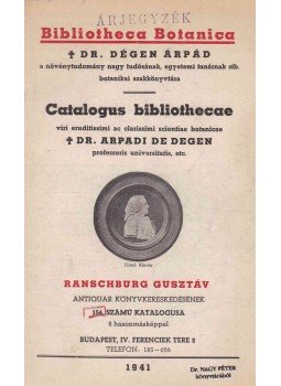  - Ranschburg Gusztáv Antiquar Könyvkereskedésének 156. számú katalógusa, Budapest 1941 antikvár könyv