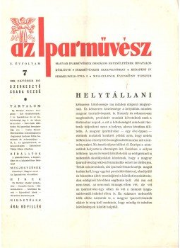 Csaba Rezső - Az Iparművész X. évf. 7. szám 1939 október, Budapest 1939 antikvár könyv