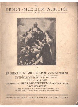  - Széchényi Miklós gróf váradi püspök hagyatéka, Budapest 1924 antikvár könyv
