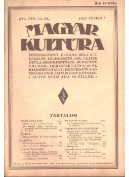 Bangha Béla S. J. - Magyar kultúra 1927 június 5. Bangha Béla S. J. - Magyar kultúra 1927 június 5., Budapest 1927 antikvár könyv