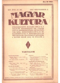Bangha Béla S. J. - Magyar kultúra 1927 szeptember 5., Budapest 1927 antikvár könyv