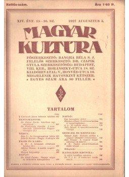 Bangha Béla S. J. - Magyar kultúra 1927 augusztus 5., Budapest 1927 antikvár könyv