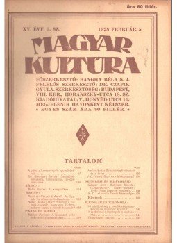 Bangha Béla S. J. - Magyar kultúra 1928 február 5., Budapest 1928 antikvár könyv