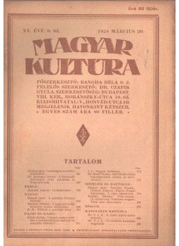 Bangha Béla S. J. - Magyar kultúra 1928 március 20, Budapest 1928 antikvár könyv
