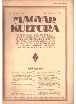 Bangha Béla S. J. - Magyar kultúra 1928 március 5., Budapest 1928 antikvár könyv