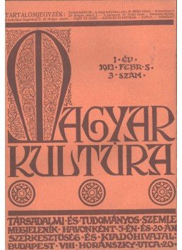  - Magyar kultúra 1913 február 5., Budapest 1913 antikvár könyv