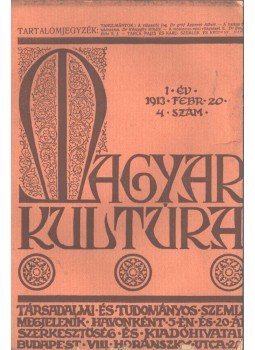  - Magyar kultúra 1913 február 20., Budapest 1913 antikvár könyv