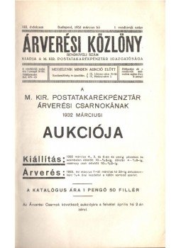  - Árverési közlöny XIII. évfolyam 1. rendkívüli szám, Budapest 1932 antikvár könyv