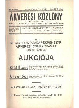  - Árverési közlöny XIII. évfolyam 5. rendkívüli szám, Budapest 1932 antikvár könyv