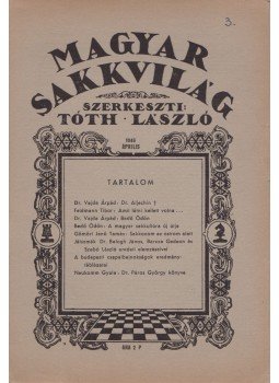 Tóth László - Magyar sakkvilág 1946 április, Budapest 1946 antikvár könyv