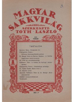 Tóth László - Magyar sakkvilág 1946 február, Budapest 1946 antikvár könyv
