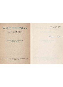 Walt Whitman - Walt Whitman költeményei (Fordító által aláírt, számozott), Budapest 1947 antikvár könyv