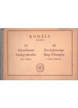 Kodály Zoltán - 44 kétszólamú énekgyakorlat - alsó szólam, Budapest 1954 antikvár könyv