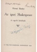 Hevesi Sándor - Az igazi Shakespeare és egyéb kérdések (dedikált)