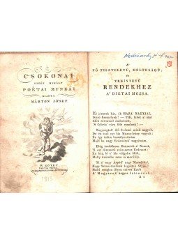 Csokonai Vitéz Mihály - A' Diétai Múzsa; Alkalmatosságra írt versek Csokonai Vitéz Mihály - A' Diétai Múzsa; Alkalmatosságra írt versek, Bécs 1813 antikvár könyv