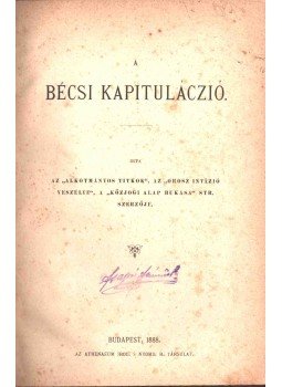  - A bécsi kapituláczió, Budapest 1888 antikvár könyv