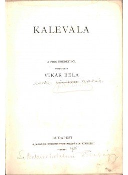 - Kalevala (korrektúrapéldány) - Kalevala (korrektúrapéldány), Budapest 1909 antikvár könyv