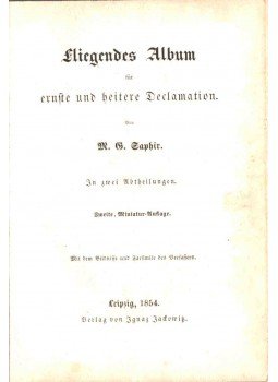 Saphir, M. G. - Fliegendes Album, Leipzig 1854 antikvár könyv