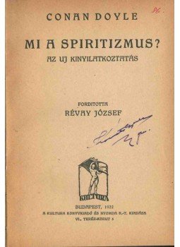Sir Arthur Conan Doyle - Mi a spiritizmus?, Budapest 1922 antikvár könyv