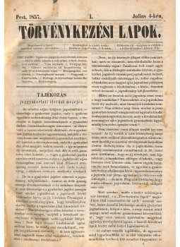  - Törvénykezési Lapok (1857 II. félév), Pest 1857 antikvár könyv
