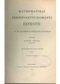 Kőnig Gyula - Mathematikai és természettudományi értesítő XXVIII. kötet