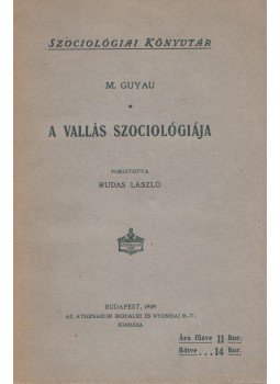 M. Guyau - A vallás szociológiája, Budapest 1909 antikvár könyv