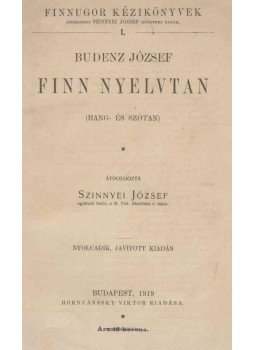 Budenz József - Finn nyelvtan Budenz József - Finn nyelvtan, Budapest 1919 antikvár könyv