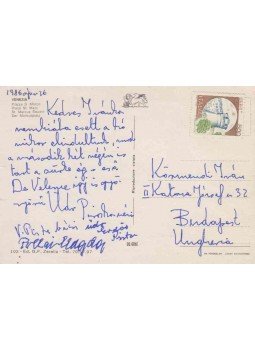 Szántó Piroska - Szántó Piroska grafikusművész autográf képeslapja Körmendi Iván könyvgyűjtőnek (1986), Velence 1986 antikvár könyv