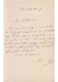 Dóczi Lajos - Dóczi Lajos (1845–1918) drámaíró, műfordító, újságíró, Andrássy Gyula külügyminiszteri szárnysegédjének saját kézzel írt levele ismeretlenhez