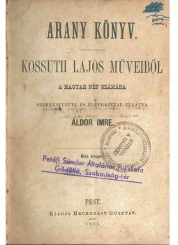 Áldor Imre - Arany könyv. Áldor Imre - Arany könyv., Pest 1871 antikvár könyv