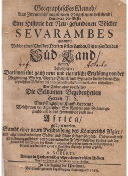 Allais, Denis Vairasse d', Skinner, Thomas - Geographisches Kleinod - Historia der Sevarambes. Allais, Denis Vairasse d', Skinner, Thomas - Geographisches Kleinod - Historia der Sevarambes., Sultzbach 1689 antikvár könyv