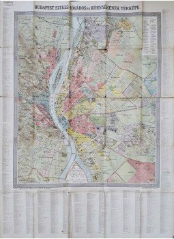 Homolka József - Budapest székes-főváros és környékének legujabb térképe. Szerkesztette: Homolka József., Budapest 1910 antikvár könyv