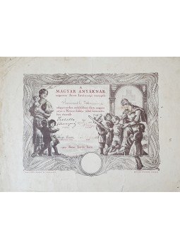 Horthy Miklósné, Klebelsberg Kúnóné, Szederkényi Anna - Elismerő oklevél a Magyar Anyák magasztos Szent István-napi ünnepén (Aláírt) (1929), Budapest 1929 antikvár könyv