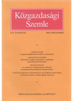 Halm Tamás - Közgazdasági Szemle LXV. évfolyam 2018. szeptember, Budapest 2018 antikvár könyv