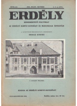 Orosz Endre (szerk.) - Erdély - Honismertető folyóirat 1930. julius-október XXVII. évf. 4-5. sz. (279.), Cluj-Kolozsvár 1930 antikvár könyv