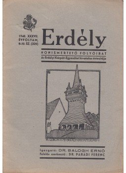 Dr. Parádi Ferenc (szerk.) - Erdély - Honismertető folyóirat 1940. XXXVII. évfolyam 9-10. sz. (329.), Kolozsvár 1940 antikvár könyv