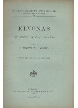 Simonyi Zsigmond - Elvonás, Budapest 1904 antikvár könyv