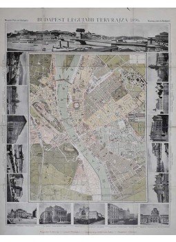 - Budapest legujabb tervrajza 1896. Neuester Plan von Budapest. Nouveau plan de Budapest. (A lóvasút-, villamosvasút- és omnibuszhálózat feltüntetésével.) – Hátoldalán: Az 1896. évi Ezredéves Országos Kiállítás helyszinrajza. Situationsplane der ungarischen Millennium-Ausstellung. Plan de l’Expostion millénaire Hongoise., Budapest 1896 antikvár könyv